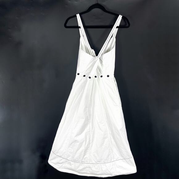 Proenza Schouler‎ Front Zip Midi Dress White Linen Blend Sleeveless Buttons Sz 4 - Picture 11 of 15